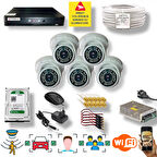 5 Kameralı Set - Araç İnsan Yüz Hareket Algılayan Gece Görüşlü 36 IR Led 5MP Sony Lensli 1080P Dome Güvenlik Kamerası Seti D136b-1