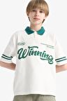 DeFacto Erkek Çocuk Oversize Geniş Kalıp Polo Yaka Baskılı Kısa Kollu Tişört D9181A825SMER105