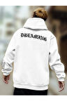 Unisex Dream Baskılı Oversize Kapşonlu Sweatshirt