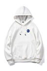 Unisex Nasa Baskılı Oversize Kapşonlu Sweatshirt