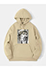 Unisex Heykel Baskılı Oversize Kapşonlu Sweatshirt