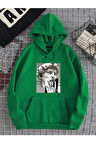 Unisex Heykel Baskılı Oversize Kapşonlu Sweatshirt