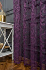 Klasik Şal Desen Mor Renk Desen Tasarım 1e3 Kat Pileli Tül Perde