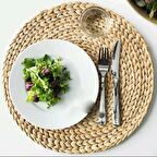 İkea Soare 37 cm Yuvarlak Kahverengi El Yapımı Örme Amerikan Servis Takımı Tek Kişilik