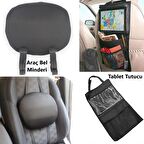 Araç Koltuk Bel Destek Minderi ve Koltuk Arkası Tablet Tutucu