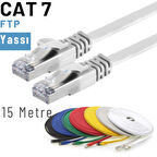 IRENIS 15 Metre CAT7 Kablo Yassı FTP Ethernet Network LAN Ağ Kablosu 