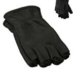 Siyah Unisex Parmaksız Kesik Yarım Parmak Kışlık Polar Eldiven
