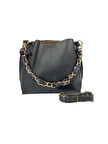 SİA ÇANTA Yumuşak Narin Doku Üç Gözlü Çapraz Askılı Fularlı   Zincir Aksesuarlı Kadın Omuz Çanta