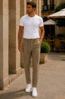 Erkek Premium Poliamid Kumaş Comfort Fit Jogger Bej Pantolon - 252DNGR