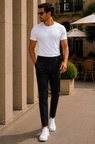 Erkek Premium Poliamid Kumaş Comfort Fit Jogger Siyah Pantolon - 252DNGR
