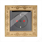 Asyagrup Ovivo Prime Elements Orient Altın Kapaklı Topraklı Priz - Çerçeve Dahil