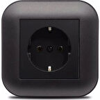 Asyagrup Ovivo Loft Siyah Topraklı Priz - Çerçeve Dahil