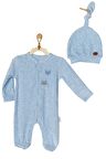 Andywawa Erkek Bebek Mavi  Kadife Tulum Takımı Romper AC22313Rep