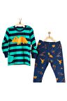Andywawa Erkek Çocuk Dinazor Desenli Lacivert Çocuk Pijama AC23403