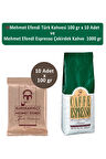 Mehmet Efendi Türk Kahvesi 100 gr x 10 Adet ve Mehmet Efendi Espresso Çekirdek Kahve 1000 gr