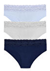 3'lü Pamuklu Dantelli Hipster Külot