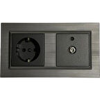 Asyagrup Ovivo Quantum Manyetik Gri İkili Set Priz - Uydu - Çerçeve Dahil