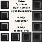 Asyagrup Ovivo Quantum Siyah İkili Set Komütatör Priz - Çerçeve Dahil