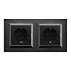 Asyagrup Ovivo Quantum Siyah İkili Set 2X Priz - Çerçeve Dahil