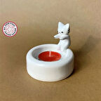 Uretti - Pınar 6606 - El Yapımı Sevimli Isınan Beyaz Kedi Dekoratif Mumluk - 7 x 7 cm