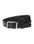Montblanc SiyahKahverengi 32 mm Çift Taraflı Deri Kemer 126025