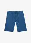 Koyu Mavi Erkek Bağlamalı Bel Tapered Fit Şort Chino-tapered