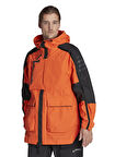 adidas Siyah - Turuncu Erkek Kapüşonlu   Mont HG8573 XPLORIC R.R JKT