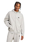 adidas JD4945 M FI SL FZ Açık Gri Normal Düz Erkek Zip Ceket