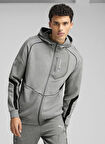 63061503 BMW MMS HOODED SWEAT JACKE Gri Kapüşon Yaka Regular Fit Erkek Zip Ceket