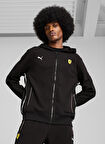 63018201 Ferrari Race Sweatjacket P Siyah Kapüşon Yaka Regular Fit Erkek Zip Ceket