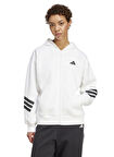 adidas JW7803 W FI 3S FZ HD Beyaz Normal Düz Kadın Zip Ceket
