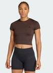 Adidas JZ0128 WE KNIT TEE Koyu Kahve Bisiklet Crop Düz Kadın T-Shirt
