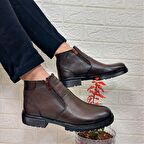 M.P 4204 Kahve Hakiki Deri Bağacaksız Fuspetli Sıcak Astar Erkek Bot