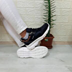 Kinetix Melly Pu Siyah Fuspetli Dolgu Topuk Kadın Spor Ayakkabı