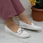 Fiyra 4012 Beyaz Taş Kurdeleli Kaymaz El Yapımı Kadın Babet