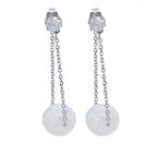 BZ 316L Çelik Sallantılı Taşlı İnci Küpe UNK-550