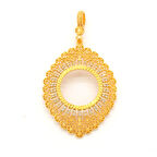 Yarım Altın Çerçeveli Kolye Ucu Altın Kaplama İşlemeli TGR-671