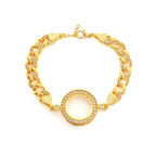 Çeyrek Altın Çerçeve Bileklik Çelik Altın Kaplama Figaro Model BLK-1069