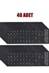 40 Adet Türkçe Q Klavye Sticker Notebook Pc Uyumlu Klavye Etiketi Silinmez Yapışkanlı Türkçe Harfler