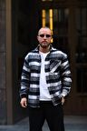 Erkek Unisex Jakarlı Siyah  Oversize Gömlek