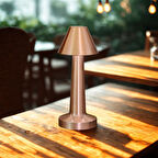CELİK AVM® Çatı Model Bronz Renk Şarjlı Dokunmatik 3 Renkli LED Masa Lambası