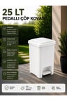 25 Lt Slim Pedallı Çöp Kovası Beyaz