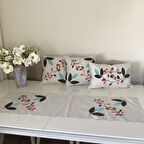 Punch İşlemeli Dal Desenli Dekoratif Kırlent Kılıfı Takım