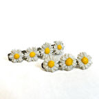 Uretti - Hülya 6683 El Yapımı Çiçek Desenli Polimer Kil 2’li Set Klipsli Saç Tokası / 8 cm - 6 cm