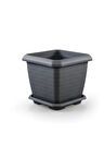 74,3 Litre Hisar Kare Saksı Antrasit Renk Hisar Saksı