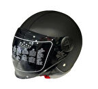 FX-101 Deri Kaplama Siyah Açık Kask