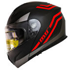MTS 966 Wx20 Red Çene Açılır Mat Siyah-kırmızı Kask