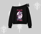 Kayık Yaka Sweatshirt Kawaii Cyberpunk Kız Japon Stil Baskı