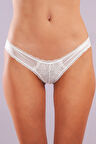 Golshan Glorin Mini Slip, Kadın Dantel Kenarlı Micro Ekru Külot