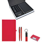 VIP Hediyelik Set - Defter, Kalem, Anahtarlık ve Kartvizitlik - (4’lı Kurumsal Hediye Set) - 4185KRM